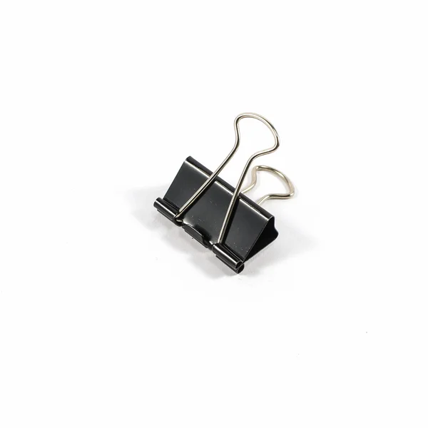 Black color binder clips isolated — Stock Photo, Image