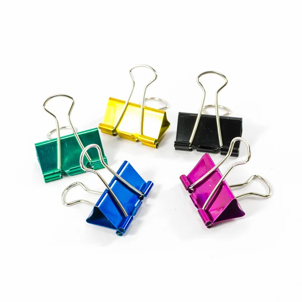 Colorful binder clips isolated — Stock Photo, Image