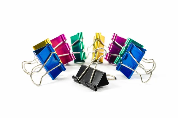 Colorful binder clips isolated on white — Stock Photo, Image