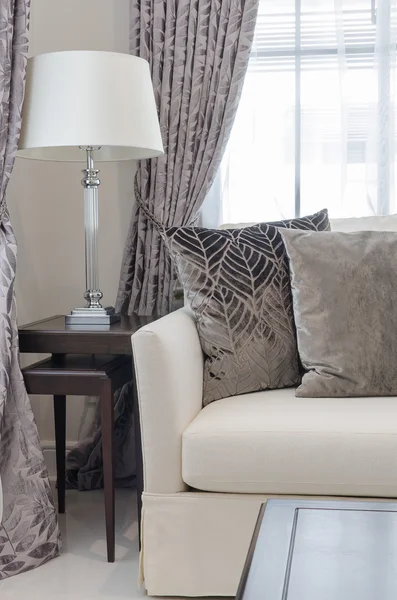 Brown pillows on sofa in luxury living room — Stock Photo, Image