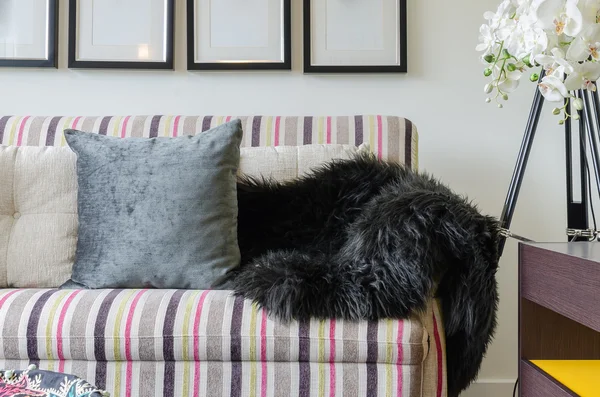 Colorful sofa with pillows in living room — Stock Photo, Image