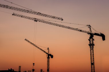 Kule Vinç siluetleri, endüstriyel yatay 