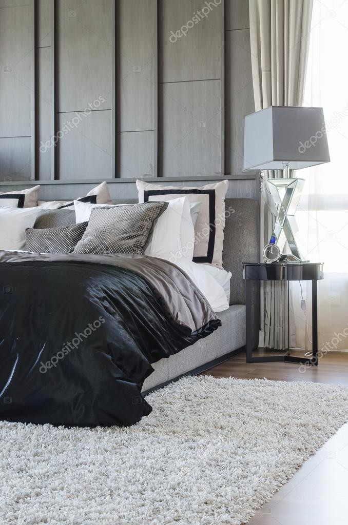 Modern Bedroom Design In Black And White Color Scheme With Moder Stock Photo Image By C Khongkitwiriyachan 83148400