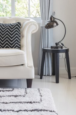 Lüks oturma odası ile klasik tarzı kanepe ve lamba yastıklar