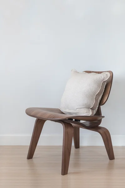 Wooden modern chair with pillow — Stock Photo, Image