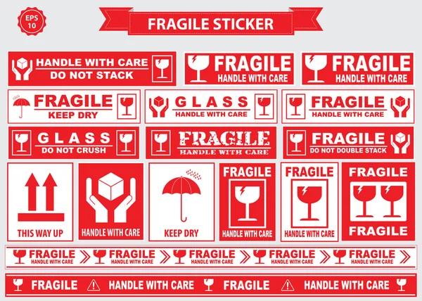 Emballage ou autocollants fragiles — Image vectorielle