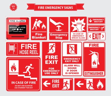 Set of emergency exit Sign  clipart