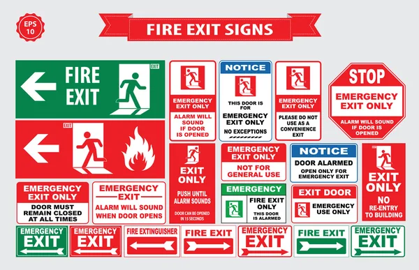 Set of emergency exit Sign — Stock Vector