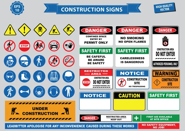 Bauschild aufgestellt — Stockvektor