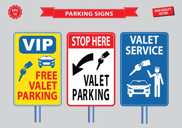 Valet Estacionamiento signos — Archivo Imágenes Vectoriales