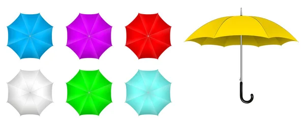 Set Realistic Umbrella Various Type Mock Black White Umbrella Closeup — Stock Vector