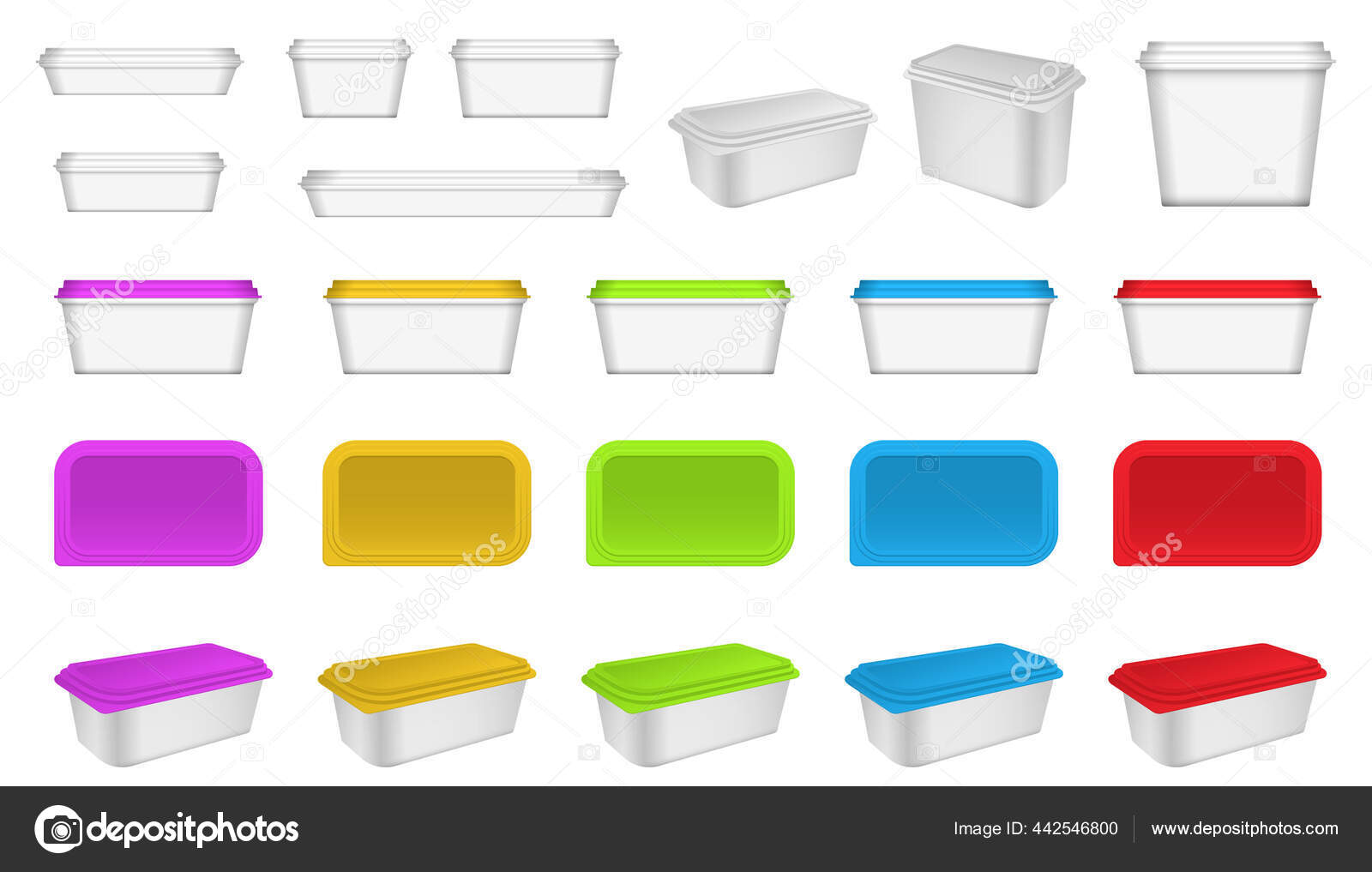 Download Set Realistic Plastic Container Packaging Plastic Food Container Mockup Realistic Vector Image By C Coolvectormaker Vector Stock 442546800