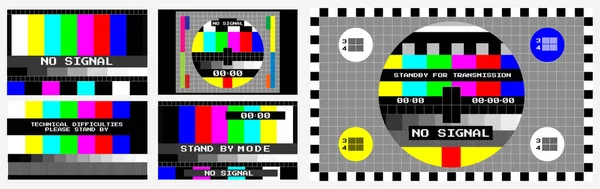 Conjunto Sem Sinal Fundo Tela Cor Teste Televisão Técnico Mais — Vetor de Stock