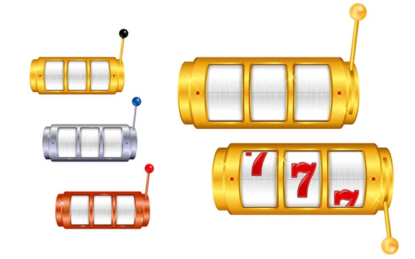 Set Van Gokautomaat Gouden Casino Gouden Geluksjackpot Gokautomaat Spin Fortuin — Stockvector