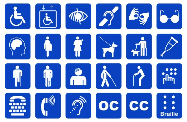 Conjunto Icono Discapacidad Elemento Infografías Discapacidad Icono Accesibilidad Discapacidad Icono — Vector de stock