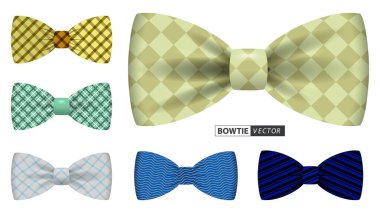 Gerçekçi papyon ya da papyon takımı ofis üniforması ya da çeşitli papyon rengi kıyafet konsepti için. vektör içer