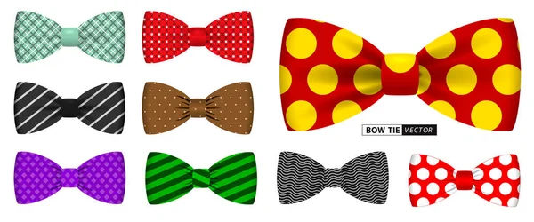 Uppsättning Realistiska Polka Dot Bow Slips Eller Fluga Män Kostym — Stock vektor