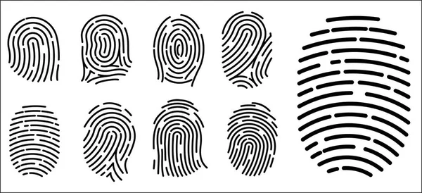 Set Realistic Fingerprint Icon Isolated Security Systems Access Authorization Fingerprint — Stock Vector