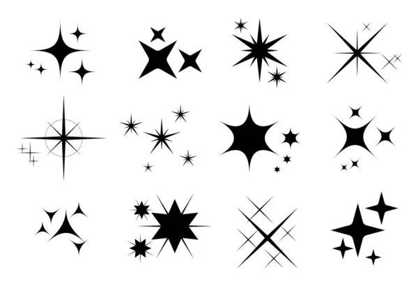Set Sparkles Template Icons Isolated Sparkles Line Bright Fireworks Twinkle — Stock Vector