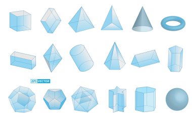 Gerçekçi geometrik şekiller, izole edilmiş ya da temel üç boyutlu şekiller ya da matematik kavramında çeşitli şekiller. vektör içer