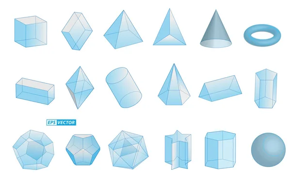 Sada Realistických Geometrických Tvarů Izolovaných Nebo Základních Tvarů Nebo Různých — Stockový vektor