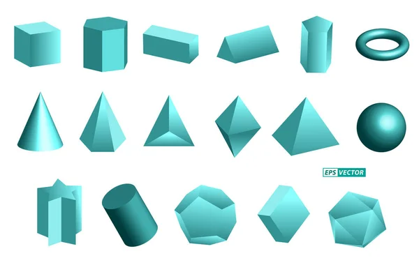 Sada Realistických Geometrických Tvarů Izolovaných Nebo Základních Tvarů Nebo Různých — Stockový vektor