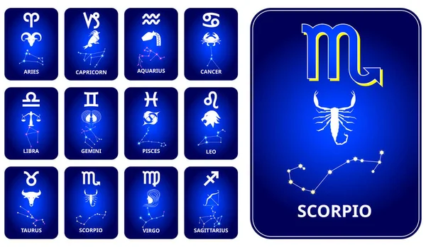 Zestaw Realistycznych Konstelacji Zodiakalnych Horoskop Izolowany Lub Różne Symbole Horoskopu — Wektor stockowy