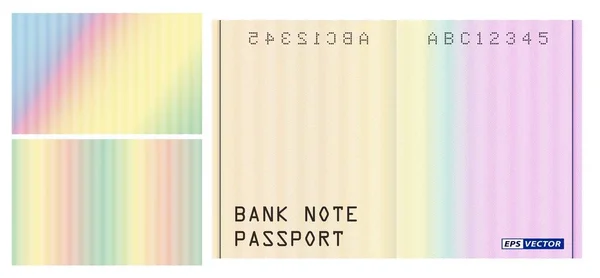 Ensemble Filigrane Réaliste Modèle Billet Isolé Motif Texture Pour Passeport — Image vectorielle