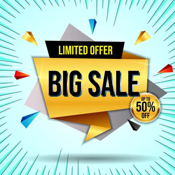 Set Realistic Big Sale Banner Banner Template Special Offer Black — Stock Vector