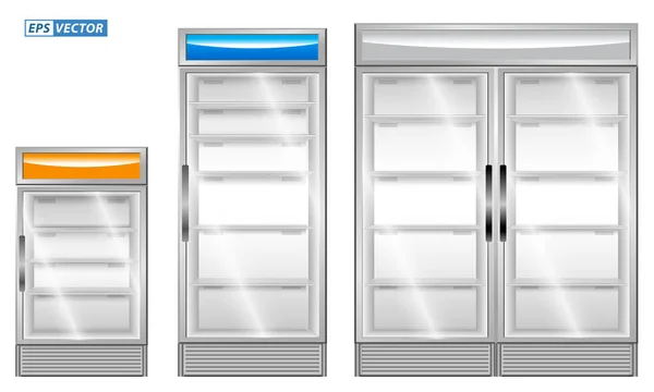 Jogo Refrigerador Realístico Com Uma Porta Refrigerador Aberto Com Duas —  Vetores de Stock