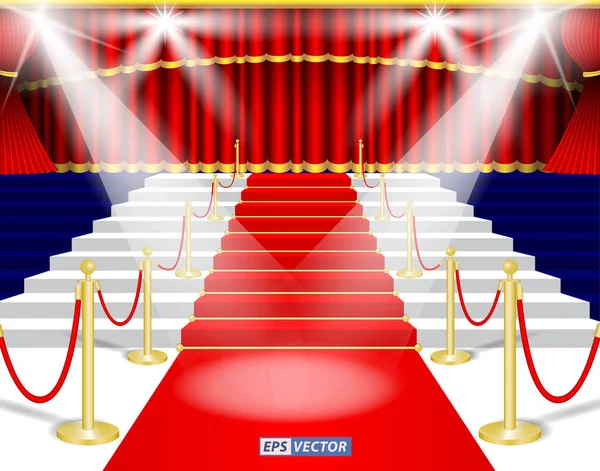現実的な赤い劇場や幕の赤いブラインドカーテン舞台や赤い劇場の背景イラストのセット — ストックベクタ