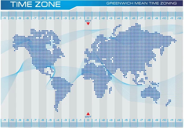 Tijdzone en wereld kaart illustratie — Stockvector