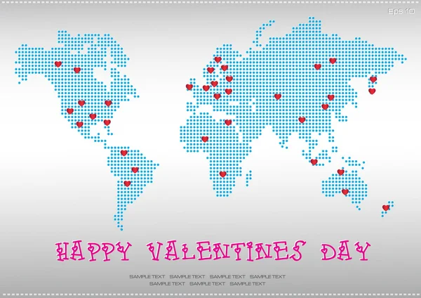 Mapa del mundo de San Valentín ilustración — Archivo Imágenes Vectoriales