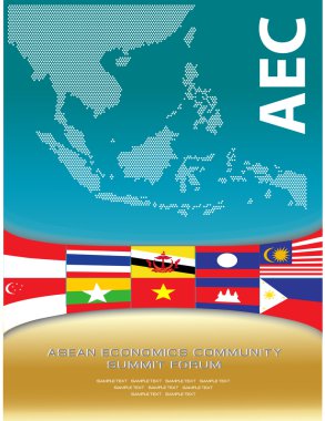 ASEAN harita bayrakları ile noktalı