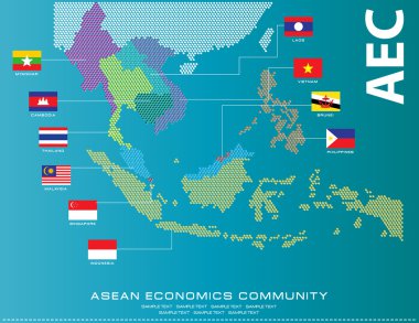 ASEAN harita bayrakları ile noktalı