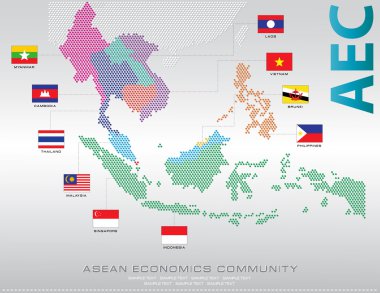 ASEAN harita bayrakları ile noktalı
