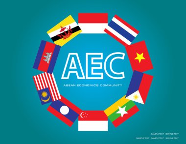 ASEAN bayrakları ile illüstrasyon