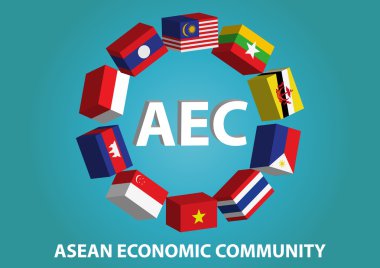 ASEAN bayrakları ile illüstrasyon
