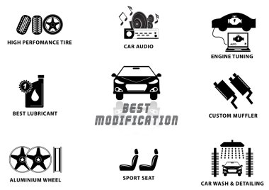 CAR MODIFICATION signs clipart
