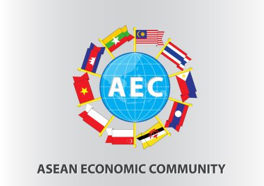 ASEAN bayrakları ile illüstrasyon
