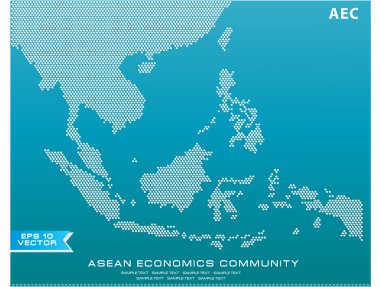 ASEAN harita stil illüstrasyon noktalı