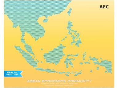 ASEAN harita stil illüstrasyon noktalı