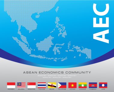 ASEAN harita için arka plan stili illüstrasyon noktalı