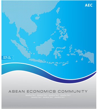 ASEAN harita stil illüstrasyon noktalı