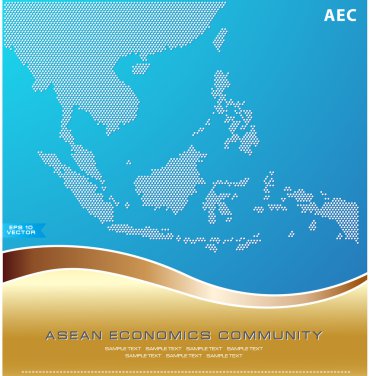 ASEAN harita stil illüstrasyon noktalı