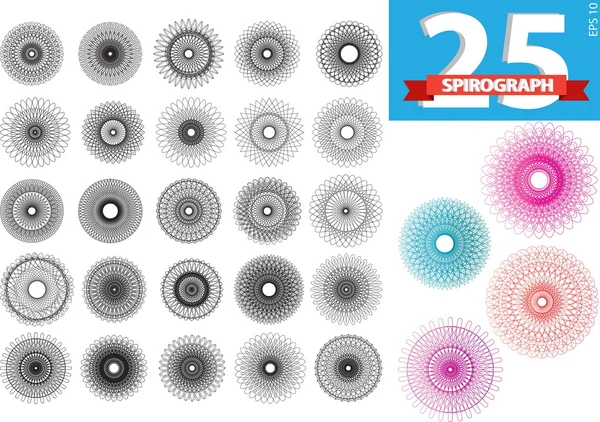 Spirographe ou ornement rond ou cercles géométriques — Image vectorielle