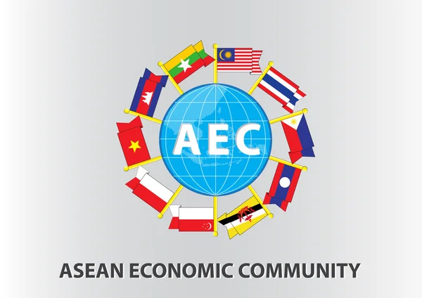 ASEAN vlaggen met globe illustratie — Stockvector