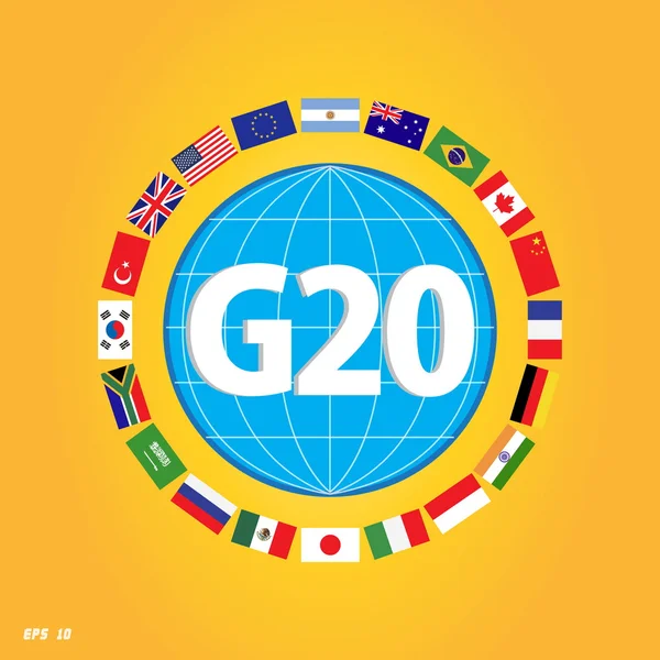 Vlajka země G20 nebo vlajky světa — Stockový vektor