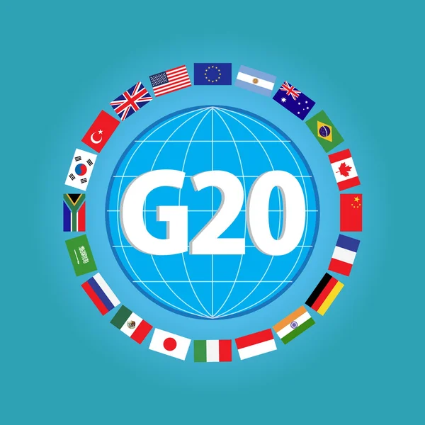 Banderas de países del G20 o banderas del mundo — Archivo Imágenes Vectoriales