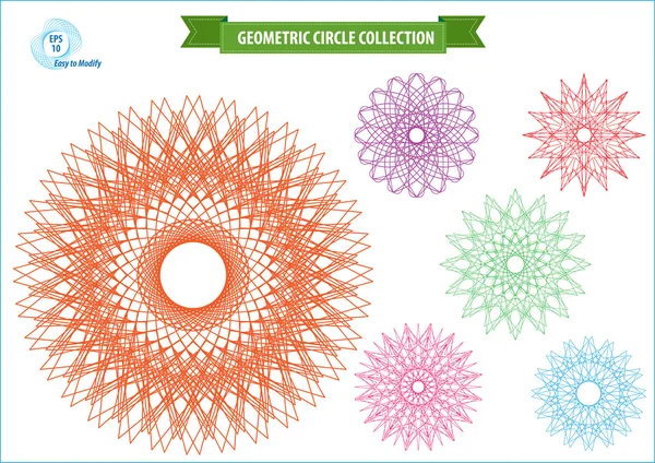 Spirografo o ornamento rotondo o cerchi geometrici isolati — Vettoriale Stock